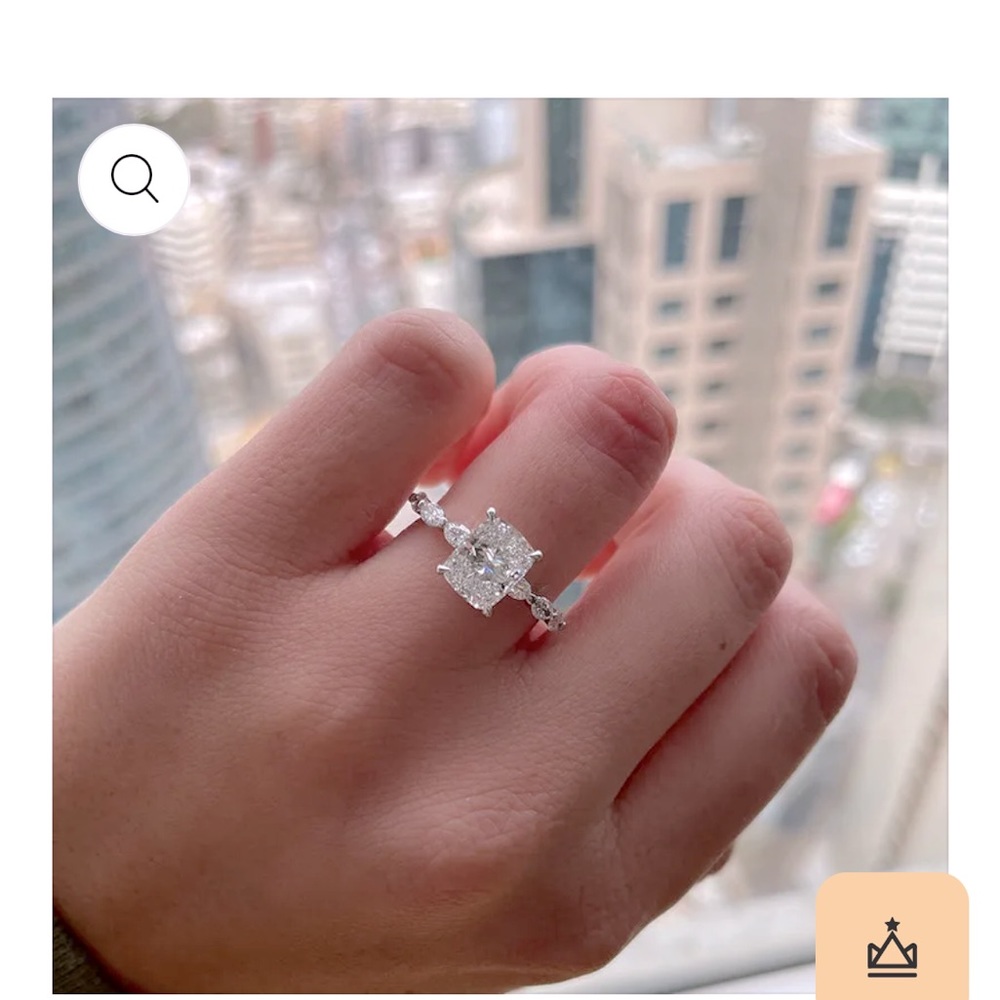 Unique Cushion Cut Women's 2.5 carat Engagement Ring in Sterling Silver